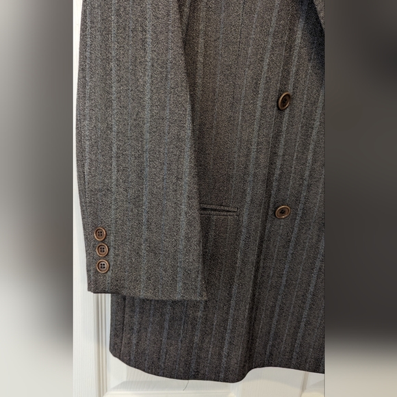 Fodera Bemberg gray striped double breasted wool Lana suit jacket blazer size 52 - Picture 14 of 14